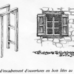 Bâti Arlanc. Croquis structures d'encadrement d'ouvertures en bois (in "Maison paysanne et vie traditionnelle en Auvergne")