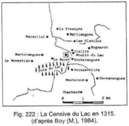 Censive du lac en 1315 (d'après M. Boy, 1984)
