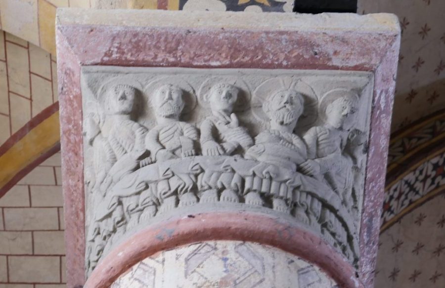 église de Chauriat : la Cène sur chapiteau (photo F. Burg / Grahlf)