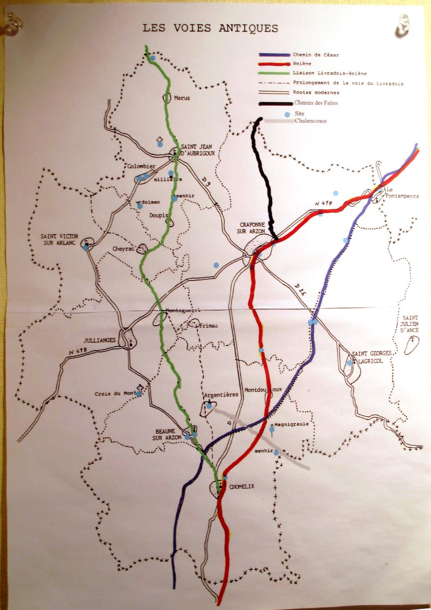 Craponne Carte des voies antiques (photo Grahlf/F.Chommy)